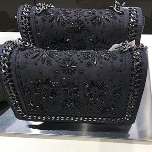 Zara Embellished Flap Bag in Navy Suede / NWTags